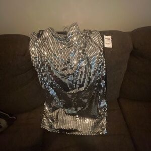 Silver halter dress